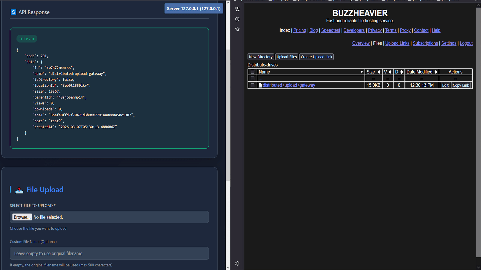 Distributed Upload Gateway screenshot